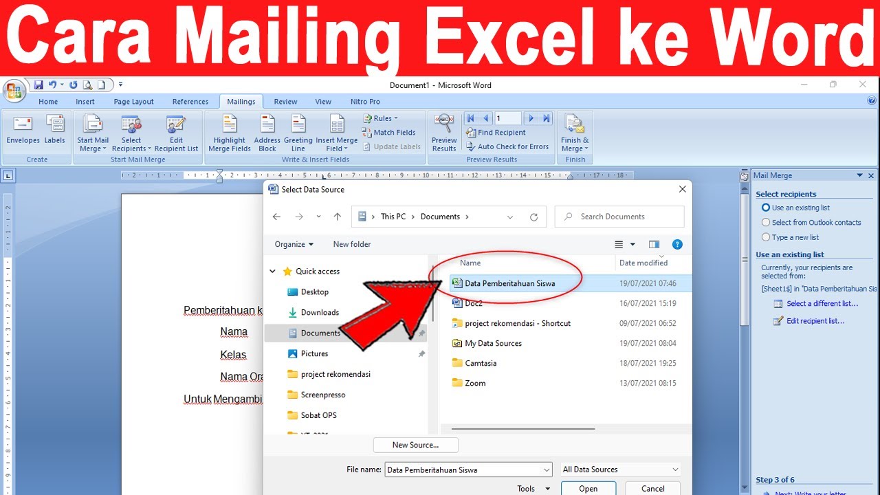 Cara Mailing Excel ke Word PALING Simpel dan Praktis